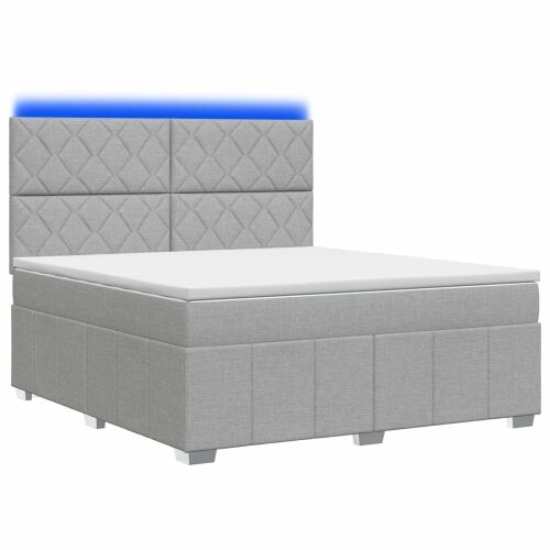 LED okvir za krevet s madracem Svjetlosiva 160 x 200 cm Tkanina - Svjetlosiva 160 x 200 cm Dizajn s rombovima Cijena