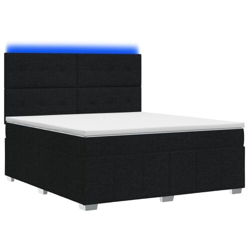 LED okvir za krevet s madracem Crna 180 x 200 cm Tkanina - Crna 180 x 200 cm Prošiveno gumbima Cijena