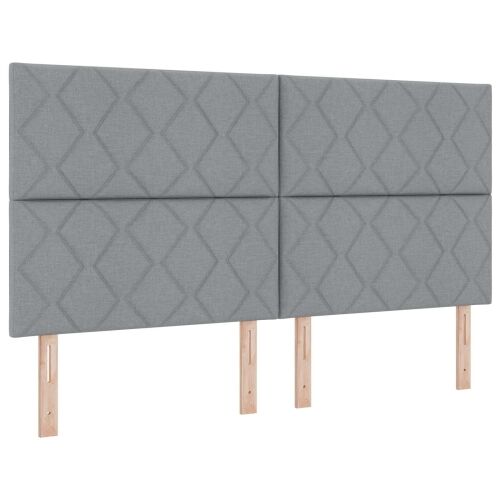 LED okvir za krevet s madracem Svjetlosiva 180 x 200 cm Tkanina - Svjetlosiva 180 x 200 cm Dizajn s rombovima Cijena