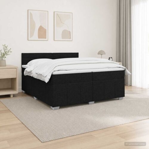 LED okvir za krevet s madracem Crna 200 x 200 cm Tkanina - Crna 200 x 200 cm Prošiveno gumbima Cijena