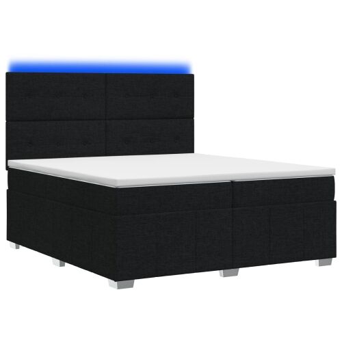 LED okvir za krevet s madracem Crna 200 x 200 cm Tkanina - Crna 200 x 200 cm Prošiveno gumbima Cijena