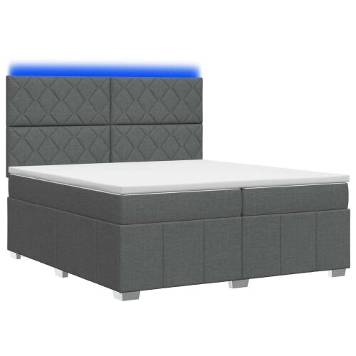 LED okvir za krevet s madracem Tamnosiva 200 x 200 cm Tkanina - Tamnosiva 200 x 200 cm Dizajn s rombovima Cijena