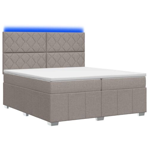 LED okvir za krevet s madracem Sivosmeđa 200 x 200 cm Tkanina - Sivosmeđa 200 x 200 cm Dizajn s rombovima Cijena