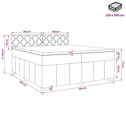 LED okvir za krevet s madracem Sivosmeđa 200 x 200 cm Tkanina - Sivosmeđa 200 x 200 cm Dizajn s rombovima Cijena