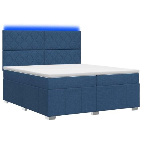 LED okvir za krevet s madracem Plava 200 x 200 cm Tkanina - Plava 200 x 200 cm Dizajn s rombovima Cijena