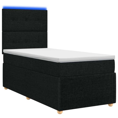 LED okvir za krevet s madracem Crna 90 x 200 cm Tkanina - Crna 90 x 200 cm Prošiveno gumbima Cijena