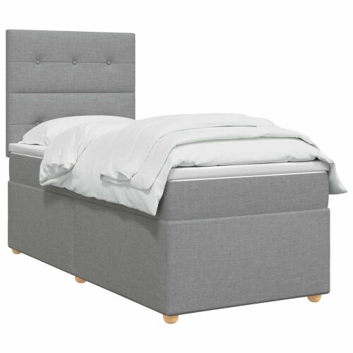 LED okvir za krevet s madracem Svjetlosiva 100 x 200 cm Tkanina - Svjetlosiva 100 x 200 cm Prošiveno gumbima Cijena