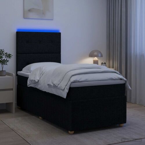 LED okvir za krevet s madracem Crna 100 x 200 cm Tkanina - Crna 100 x 200 cm Prošiveno gumbima Cijena