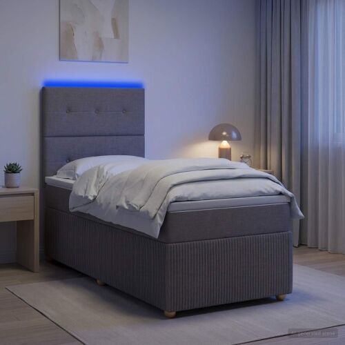LED okvir za krevet s madracem Sivosmeđa 100 x 200 cm Tkanina - Sivosmeđa 100 x 200 cm Prošiveno gumbima Cijena