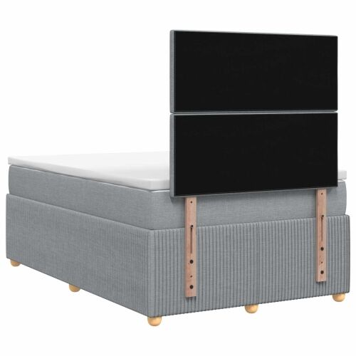 LED okvir za krevet s madracem Svjetlosiva 120 x 190 cm Tkanina - Svjetlosiva 120 x 190 cm Prošiveno gumbima Cijena