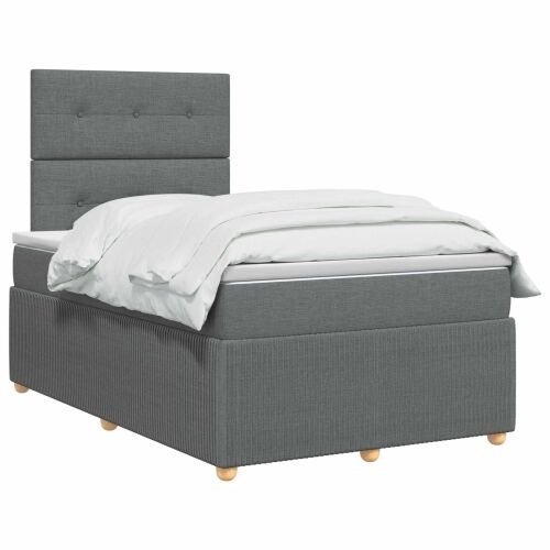 LED okvir za krevet s madracem Tamnosiva 120 x 190 cm Tkanina - Tamnosiva 120 x 190 cm Prošiveno gumbima Cijena