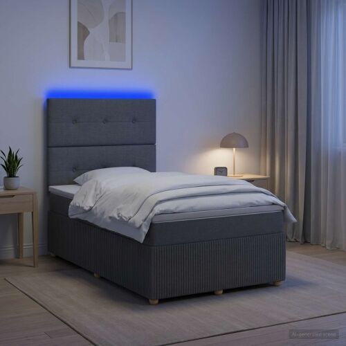 LED okvir za krevet s madracem Tamnosiva 120 x 190 cm Tkanina - Tamnosiva 120 x 190 cm Prošiveno gumbima Cijena