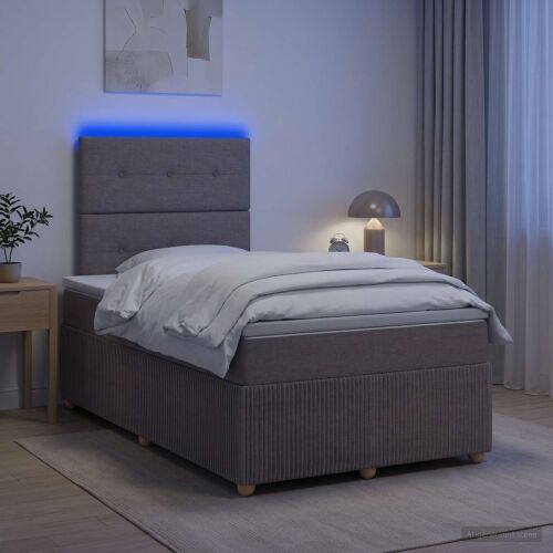 LED okvir za krevet s madracem Sivosmeđa 120 x 190 cm Tkanina - Sivosmeđa 120 x 190 cm Prošiveno gumbima Cijena