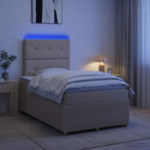 LED okvir za krevet s madracem Krem 120 x 190 cm Tkanina - Krem 120 x 190 cm Prošiveno gumbima Cijena