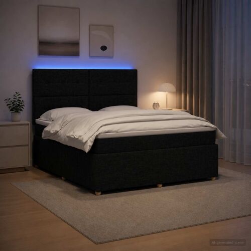 LED okvir za krevet s madracem Crna 180 x 200 cm Tkanina - Crna 180 x 200 cm Prošiveno gumbima Cijena
