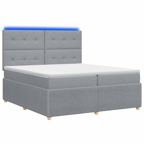 LED okvir za krevet s madracem Svjetlosiva 200 x 200 cm Tkanina - Svjetlosiva 200 x 200 cm Prošiveno gumbima Cijena