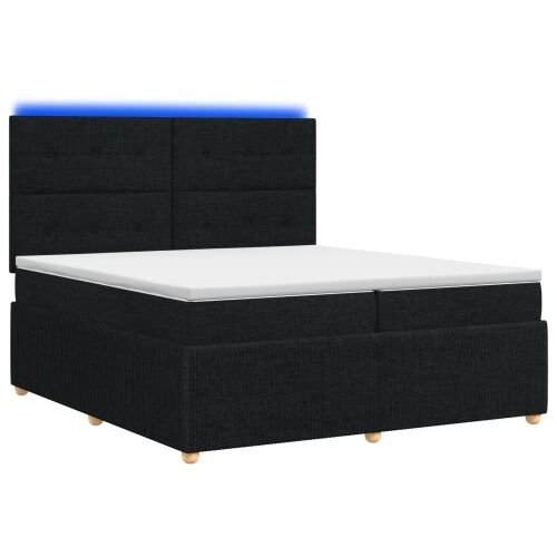LED okvir za krevet s madracem Crna 200 x 200 cm Tkanina - Crna 200 x 200 cm Prošiveno gumbima Cijena