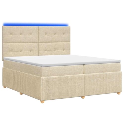 LED okvir za krevet s madracem Krem 200 x 200 cm Tkanina - Krem 200 x 200 cm Prošiveno gumbima Cijena