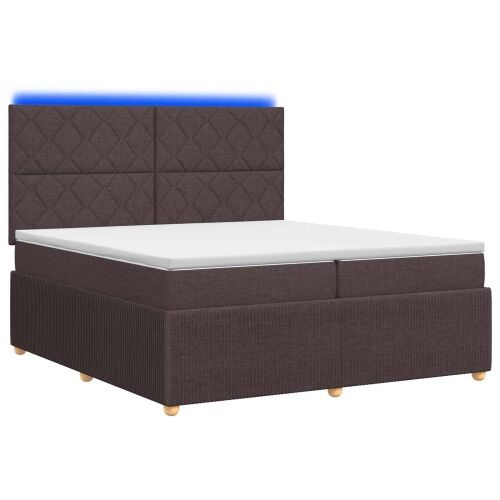 LED okvir za krevet s madracem Tamno smeđa 200 x 200 cm Tkanina - Tamno smeđa 200 x 200 cm Dizajn s rombovima Cijena