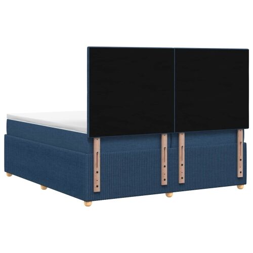 LED okvir za krevet s madracem Plava 200 x 200 cm Tkanina - Plava 200 x 200 cm Dizajn s rombovima Cijena