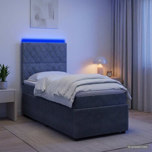 LED okvir za krevet s madracem Tamnosiva 90 x 190 cm Baršun - Tamnosiva 90 x 190 cm Kristal s dugmadima Cijena
