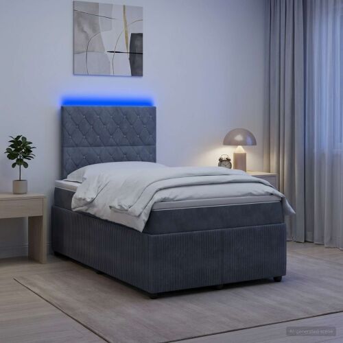 LED okvir za krevet s madracem Tamnosiva 120 x 190 cm Baršun - Tamnosiva 120 x 190 cm Kristal s dugmadima Cijena
