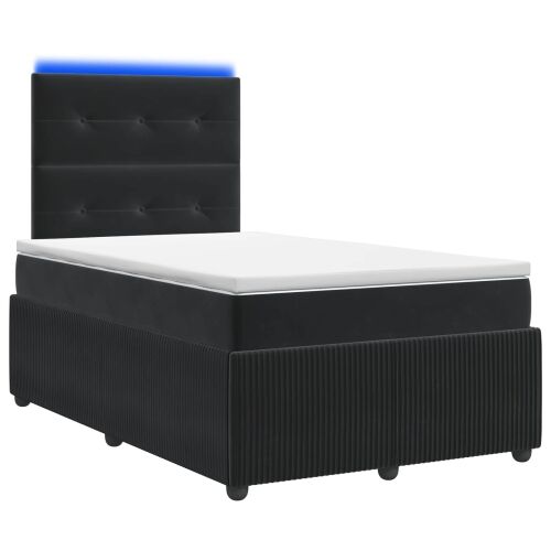 LED okvir za krevet s madracem Crna 120 x 190 cm Baršun - Crna 120 x 190 cm Prošiveno gumbima Cijena
