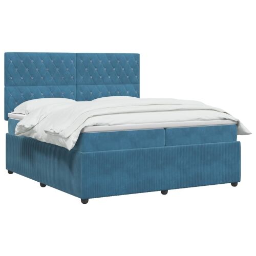 LED okvir za krevet s madracem Plava 200 x 200 cm Baršun - Plava 200 x 200 cm Kristal s dugmadima Cijena
