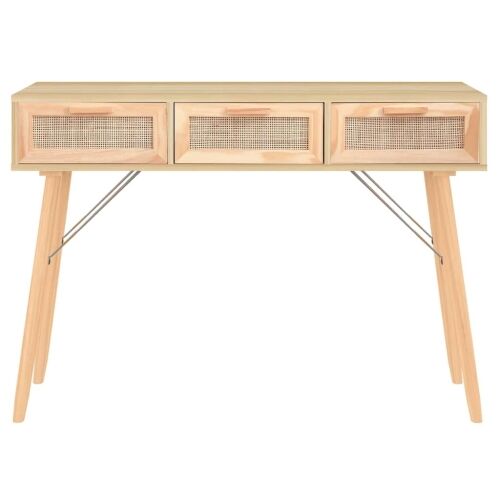 Konzolni stol smeđi 105x30x75 cm od borovine i prirodnog ratana - Smeđa 1 Smeđa Cijena