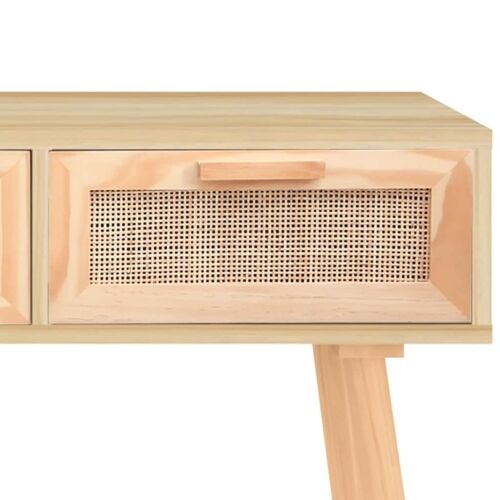 Konzolni stol smeđi 105x30x75 cm od borovine i prirodnog ratana - Smeđa 1 Smeđa Cijena