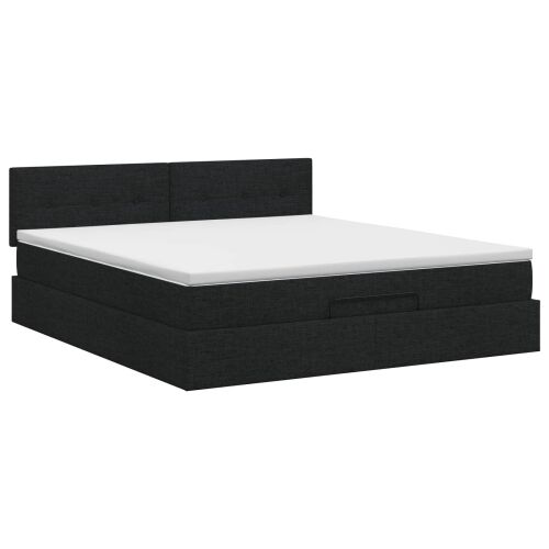 Podesivi krevet s madracem Crna 140 x 200 cm Tkanina - Crna 140 x 200 cm Prošiveno gumbima Cijena