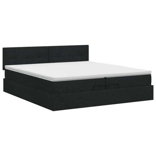 Podesivi krevet s madracem Crna 200 x 200 cm Tkanina - Crna 200 x 200 cm Prošiveno gumbima Cijena