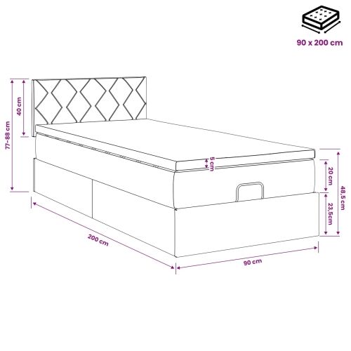 Podesivi krevet s madracem Sivosmeđa 90 x 200 cm Tkanina - Sivosmeđa 90 x 200 cm Dizajn s rombovima Cijena