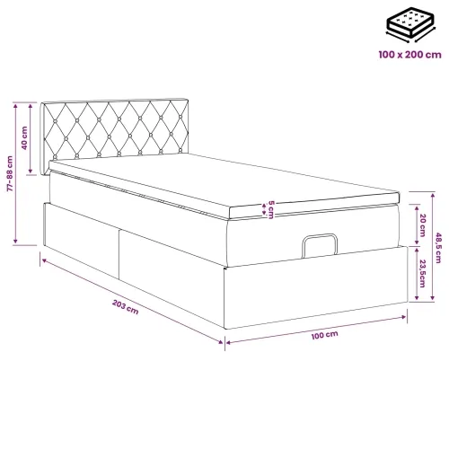 Podesivi krevet s madracem Tamnozelena 100 x 200 cm Baršun - Tamnozelena 100 x 200 cm Kristal s dugmadima Cijena
