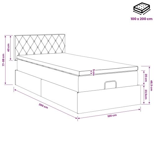 Podesivi krevet s madracem Ružičasta 100 x 200 cm Baršun - Ružičasta 100 x 200 cm Kristal s dugmadima Cijena
