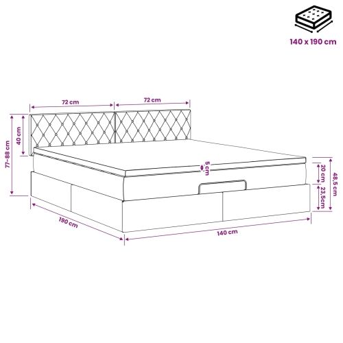 Podesivi krevet s madracem Tamnosiva 140 x 190 cm Baršun - Tamnosiva 140 x 190 cm Kristal s dugmadima Cijena