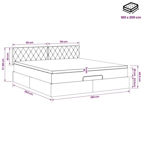 Podesivi krevet s madracem Tamnosiva 180 x 200 cm Baršun - Tamnosiva 180 x 200 cm Kristal s dugmadima Cijena