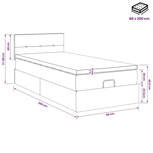 Podesivi krevet s madracem Ružičasta 80 x 200 cm Baršun - Ružičasta 80 x 200 cm Prošiveno gumbima Cijena