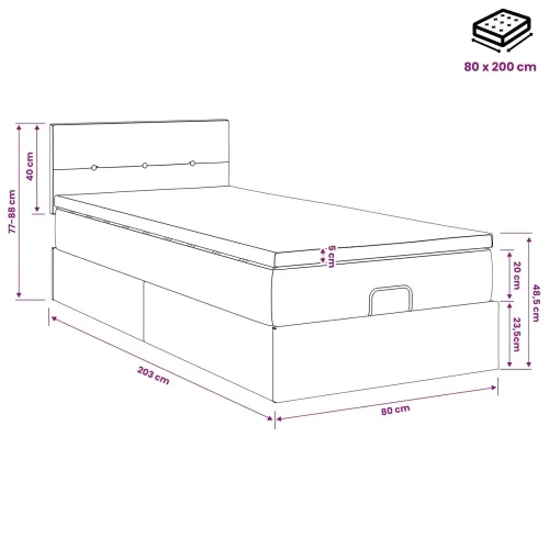 Podesivi krevet s madracem Ružičasta 80 x 200 cm Baršun - Ružičasta 80 x 200 cm Prošiveno gumbima Cijena