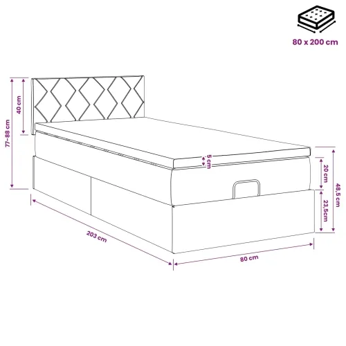 Podesivi krevet s madracem Ružičasta 80 x 200 cm Baršun - Ružičasta 80 x 200 cm Dizajn s rombovima Cijena