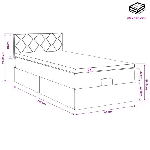 Podesivi krevet s madracem Ružičasta 90 x 190 cm Baršun - Ružičasta 90 x 190 cm Dizajn s rombovima Cijena