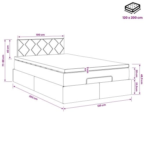 Podesivi krevet s madracem Ružičasta 120 x 200 cm Baršun - Ružičasta 120 x 200 cm Dizajn s rombovima Cijena