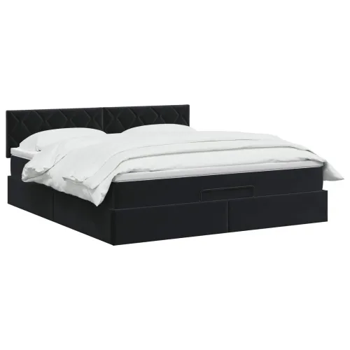 Podesivi krevet s madracem Crna 140 x 190 cm Baršun - Crna 140 x 190 cm Dizajn s rombovima Cijena