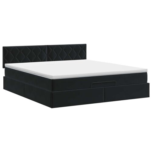 Podesivi krevet s madracem Crna 140 x 190 cm Baršun - Crna 140 x 190 cm Dizajn s rombovima Cijena