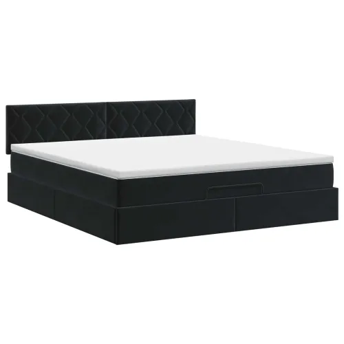 Podesivi krevet s madracem Crna 140 x 190 cm Baršun - Crna 140 x 190 cm Dizajn s rombovima Cijena