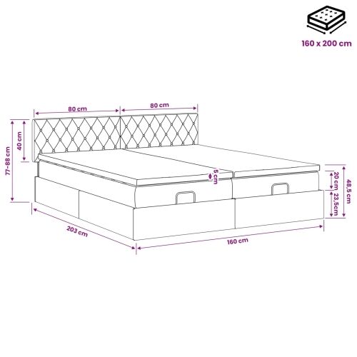 Podesivi krevet s madracem 2 pcs Tamno plava Baršun - Tamno plava 160 x 200 cm Kristal s dugmadima Cijena