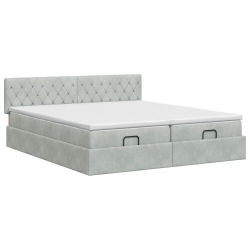 Podesivi krevet s madracem 2 pcs Svjetlosiva Baršun - Svjetlosiva 180 x 200 cm Kristal s dugmadima Cijena