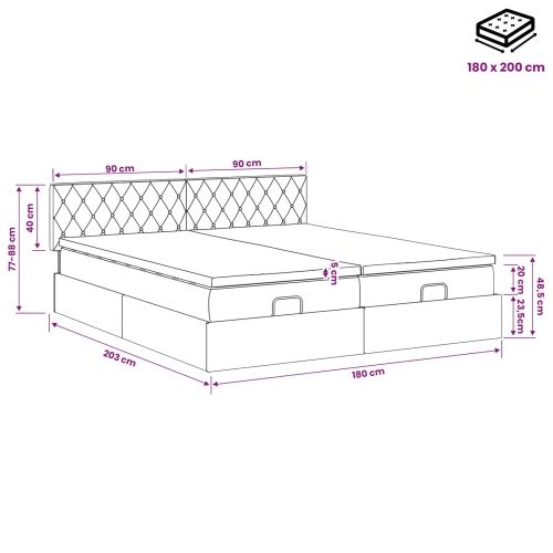 Podesivi krevet s madracem s uzglavljem 2 pcs Ružičasta Baršun - Ružičasta 200 x 200 cm Kristal s dugmadima Cijena