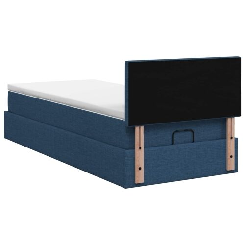 Krevet od pjene s madracem i LED-om Plava 90 x 190 cm Tkanina - Plava 90 x 190 cm Prošiveno gumbima Cijena