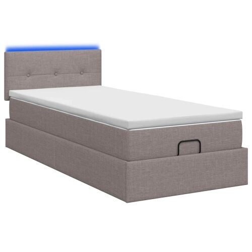 Krevet od pjene s madracem i LED-om Sivosmeđa 90 x 200 cm - Sivosmeđa 90 x 200 cm Prošiveno gumbima Cijena